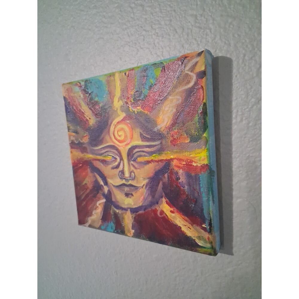 Beautiful SUN Painting ORIGINAL Acrylic Masculine Face Spiritual Energy 🌞